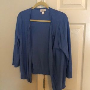 Loft- blue 3/4 sleeve cardigan